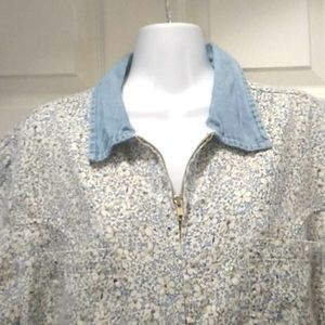 Cherokee 18 W Zippered Flowered Shirt